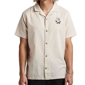 Roark Gonzo Ying Yang Camp Collar Short Sleeve Shirt in Bone Kampai Size XL